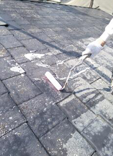 すまいる　長崎市　 下塗りの様子です。