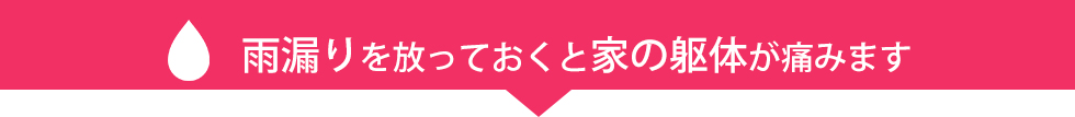 雨漏りを放っておくと家の躯体が痛みます